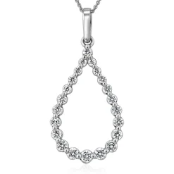 Weißgoldene Kette mit Diamantanhänger, lab grown BDP0052LG-WSLK