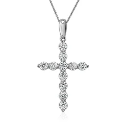 Weißgoldene Kreuzkette mit lab grown Diamanten BDP0038LG-WSLK