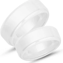 Weisse Trauringe aus Keramik 8mm matt KR0015s