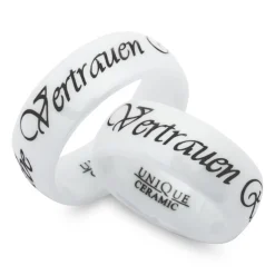 Weisse Trauringe Keramik Lasergravur 8mm KR0011lg