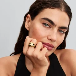 Welliger Statement Ring für Damen, IP Gold, Essence 163884C00