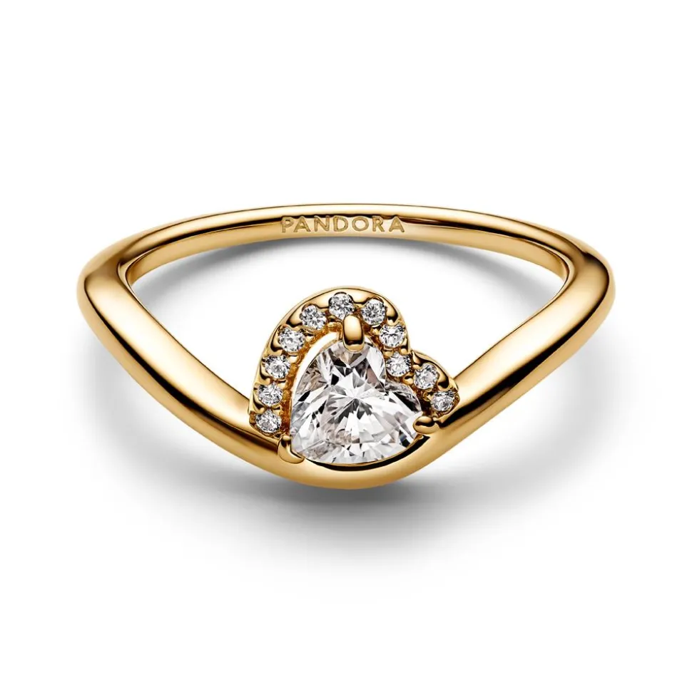 Welliges Herz Damenring Timeless, IP Gold, Zirkonia 163660C01