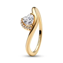 Welliges Herz Damenring Timeless, IP Gold, Zirkonia 163660C01
