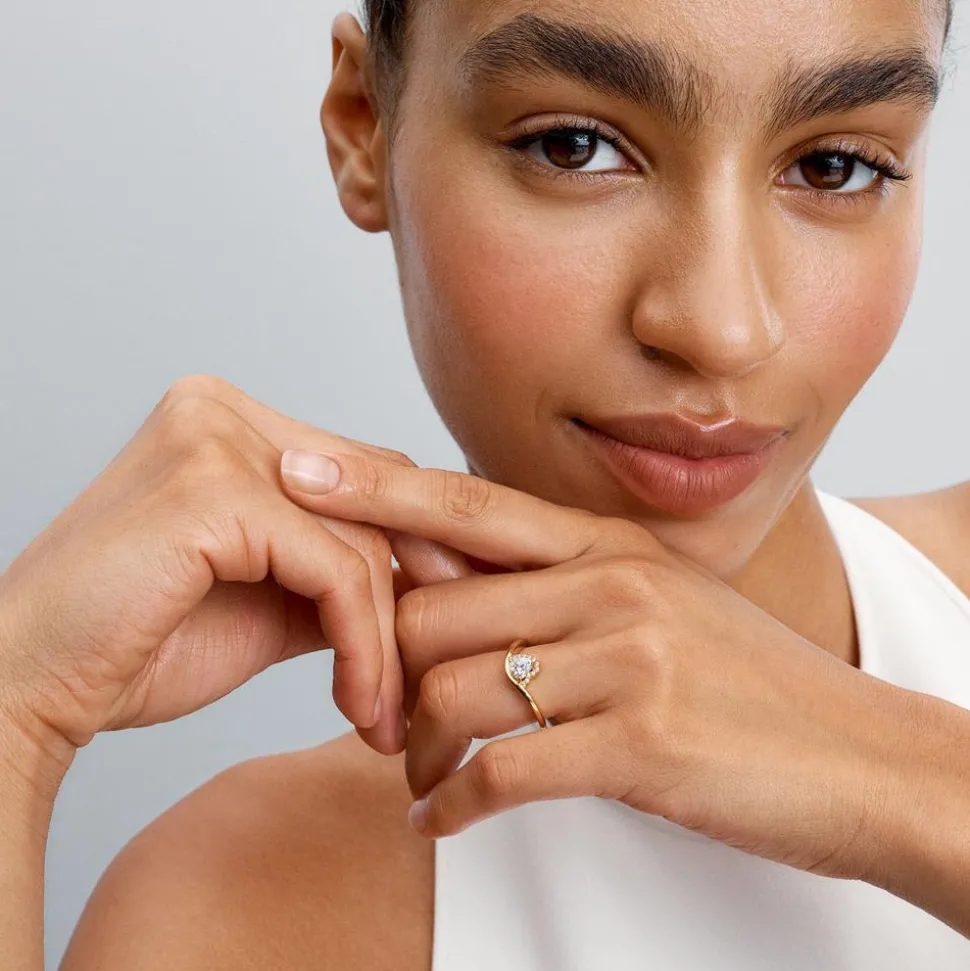 Welliges Herz Damenring Timeless, IP Gold, Zirkonia 163660C01