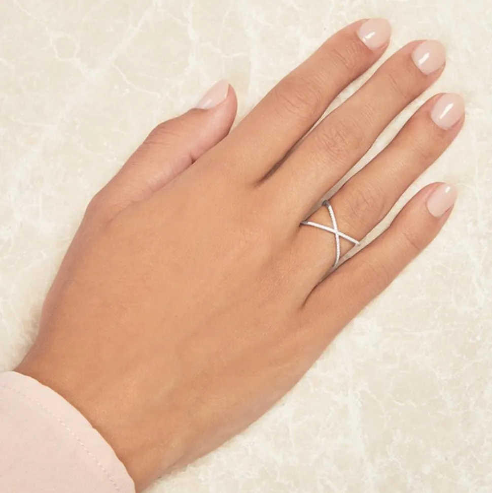 X-Ring aus 585er Weißgold mit Diamanten DR0424