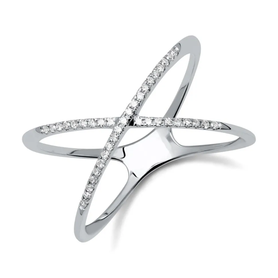 X-Ring aus 585er Weißgold mit Diamanten DR0424