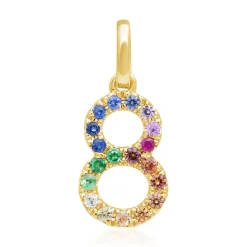 Zahlanhänger 8 aus 585er Gold mit Saphiren, bunt BDP0062-14KGSL