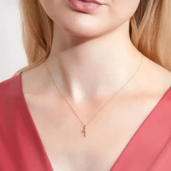Zahlenanhänger 1 aus 585er Gold mit Saphiren, bunt BDP0055-14KGSL