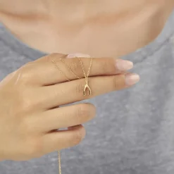 Zarte Kette Wünschelrute 925er Silber gold SN0329