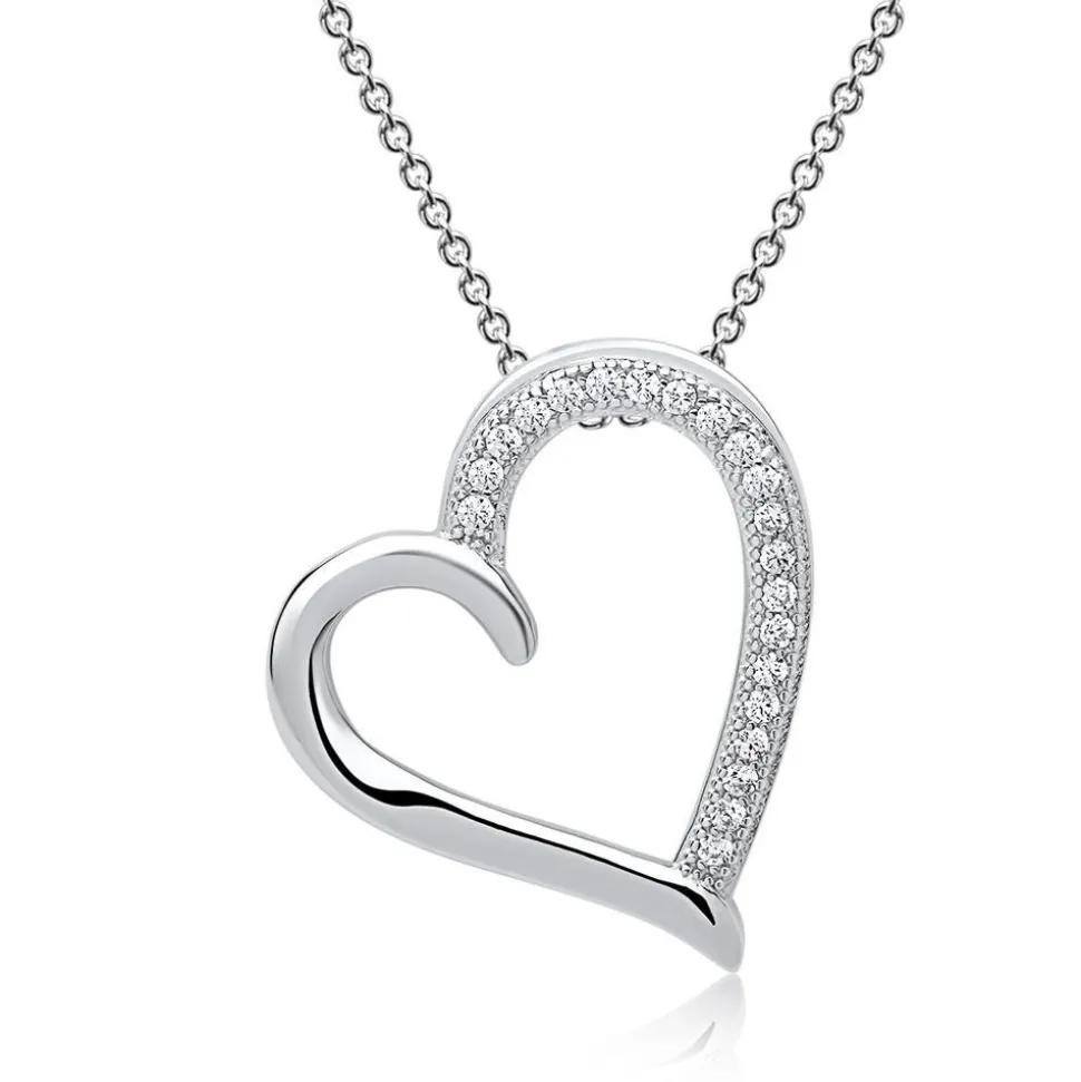 Zirkonia besetzter Anhänger Silber Herz SP0759SL