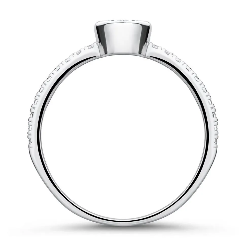 Zirkoniabesetzter Verlobungsring aus 9K Weißgold VR0457