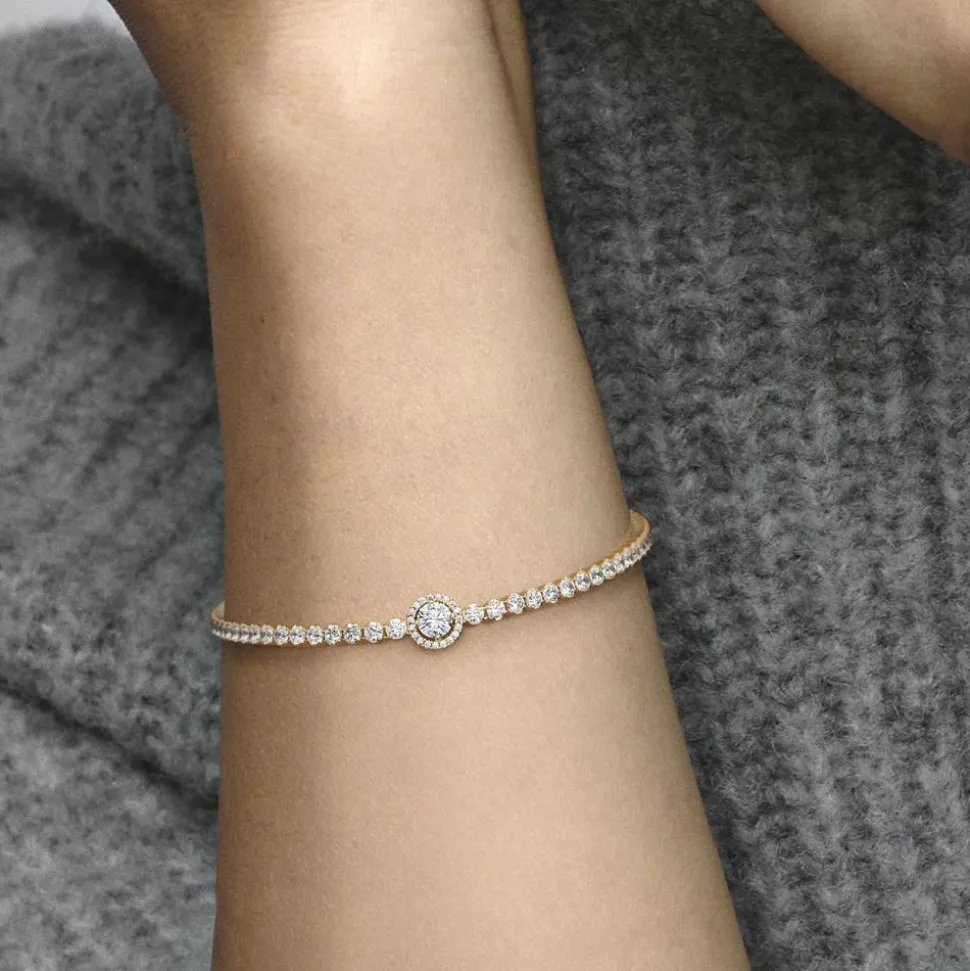 Zirkoniabesetztes Armband für Damen, vergoldet 569416C01