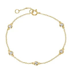 Zirkoniabesetztes Damenarmband aus Sterlingsilber, gold SB0459