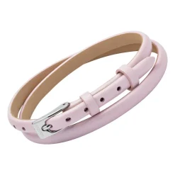 Zweifach gewickeltes Armband Leder in Rosa LB0492