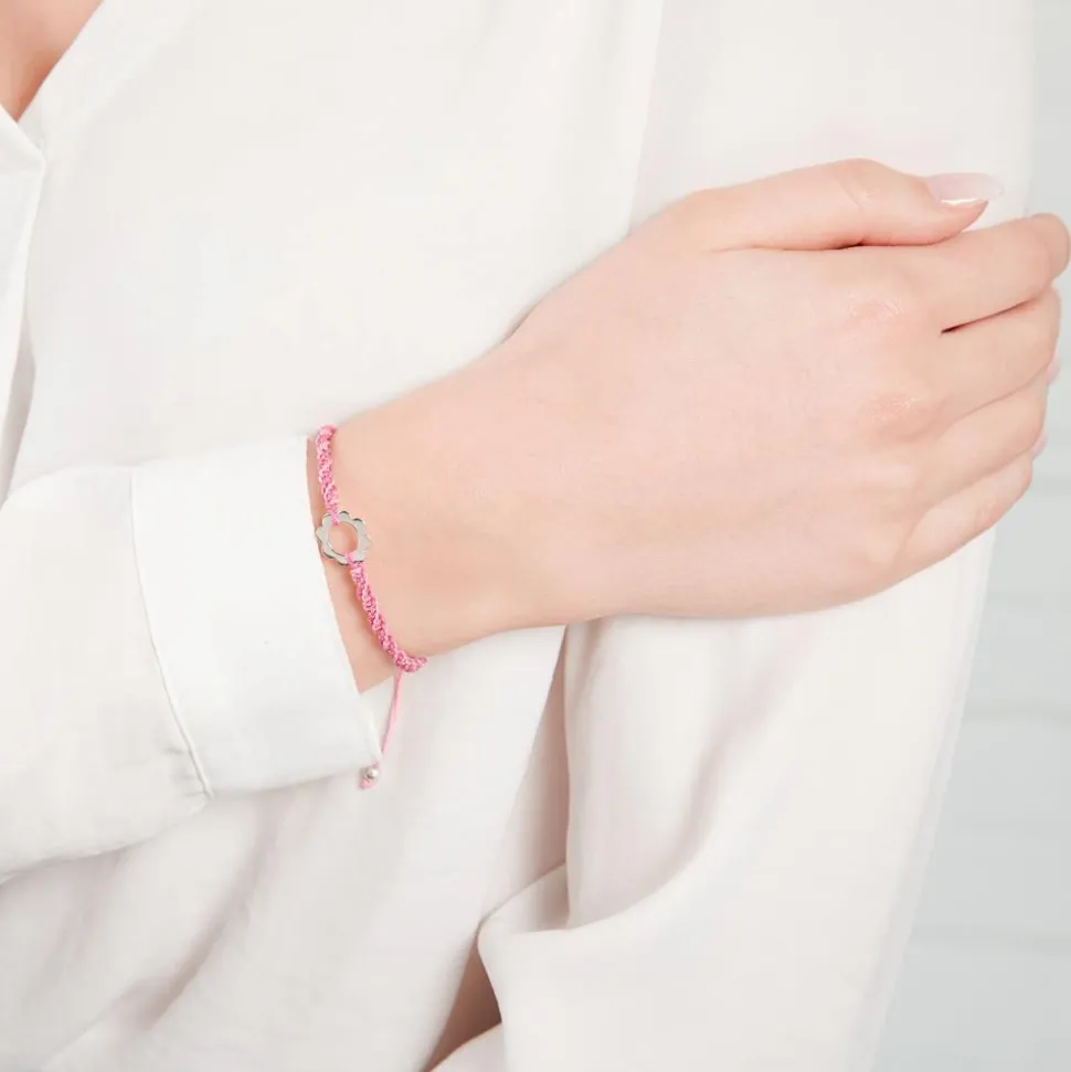 Zweifarbiges Textilarmband mit Silberelementen TXB0030