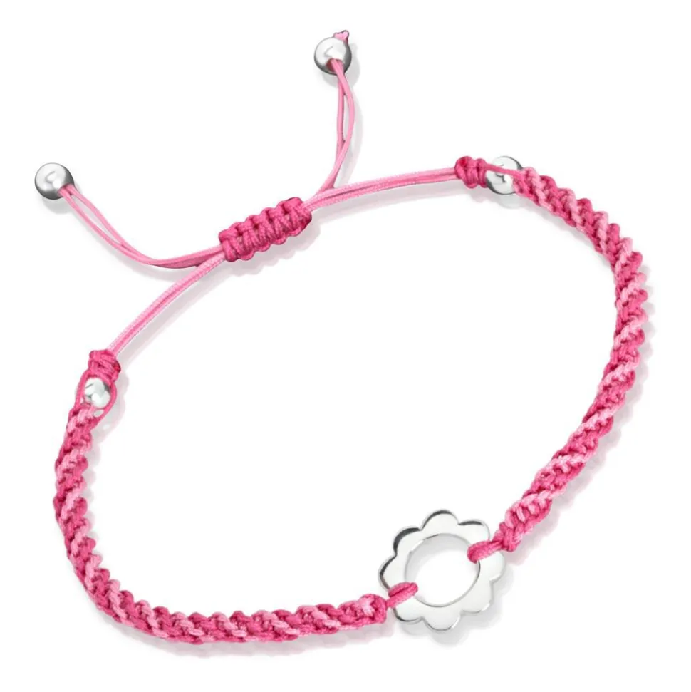 Zweifarbiges Textilarmband mit Silberelementen TXB0030