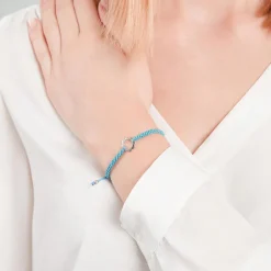 Zweifarbiges Textilarmband mit Silberelementen TXB0031