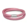 Zweireihig gewickeltes Lederarmband für Charms pink LB0418