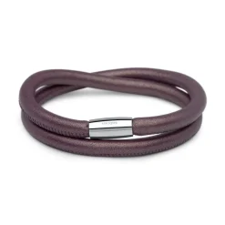 Zweireihig gewickeltes Lederarmband für Charms lila LB0417