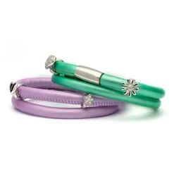 Zweireihig gewickeltes Lederarmband für Charms lilac LB0416
