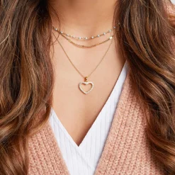 Zweireihige Damenkette aus Edelstahl, vergoldet N5147-G