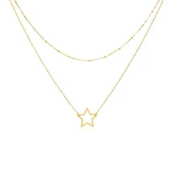 Zweireihige Kette Stern aus vergoldetem Edelstahl N5129