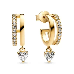 Zweireihige Steckcreolen für Damen, Timeless, vergoldet 263685C01