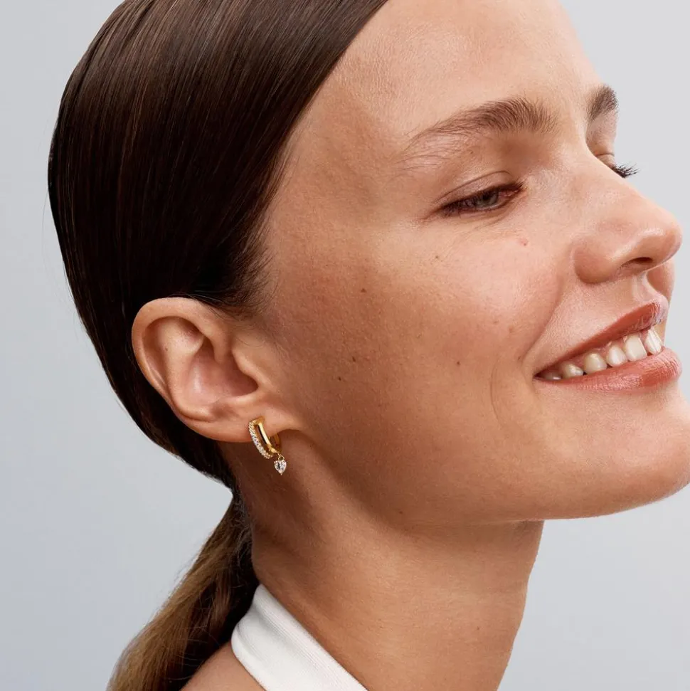 Zweireihige Steckcreolen für Damen, Timeless, vergoldet 263685C01