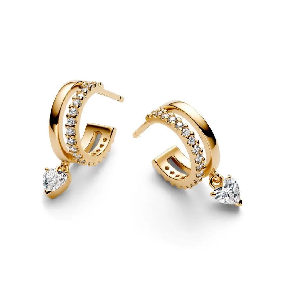 Zweireihige Steckcreolen für Damen, Timeless, vergoldet 263685C01