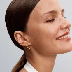 Zweireihige Steckcreolen für Damen, Timeless, vergoldet 263685C01