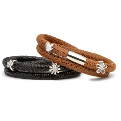 Zweireihiges Lederarmband für Clip-Charms schwarz LB0422