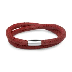 Zweireihiges Lederarmband für Clip-Charms rot LB0424