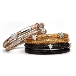 Zweireihiges Lederarmband für Clip-Charms silber LB0425