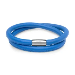 Zweireihiges Lederarmband für Charms royal blau LB0420