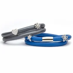 Zweireihiges Lederarmband für Charms royal blau LB0420