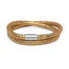 Zweireihiges Lederarmband für Clip-Charms gold LB0423