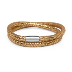 Zweireihiges Lederarmband für Clip-Charms gold LB0423