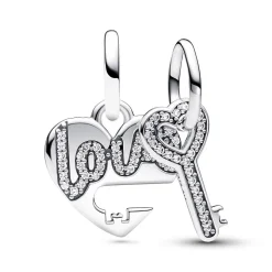 Zweiteiliger Charm Herz und Schlüssel, 925er Silber 793081C01