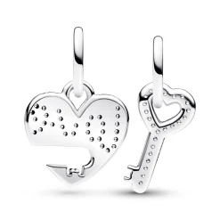 Zweiteiliger Charm Herz und Schlüssel, 925er Silber 793081C01